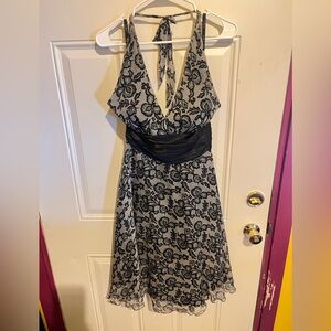 Mix It Black and White Lace Backless Dress